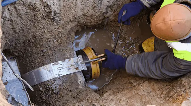 Technician performing underground drainage repair for foundation protection and gutter systems in Tempe, AZ